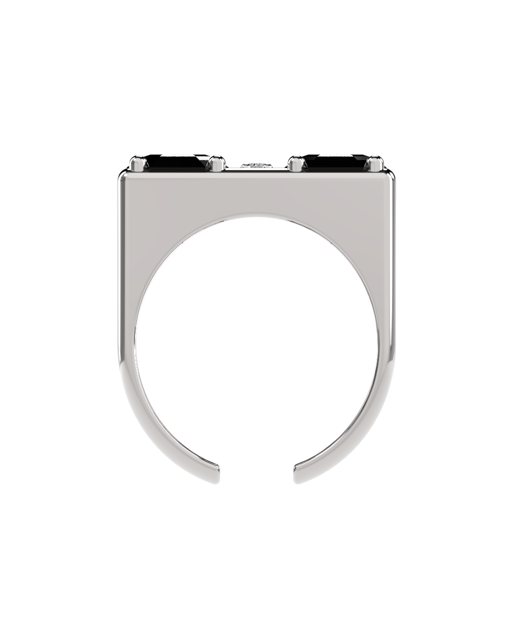 Anel Duplo Ônix + 3 Diamantes