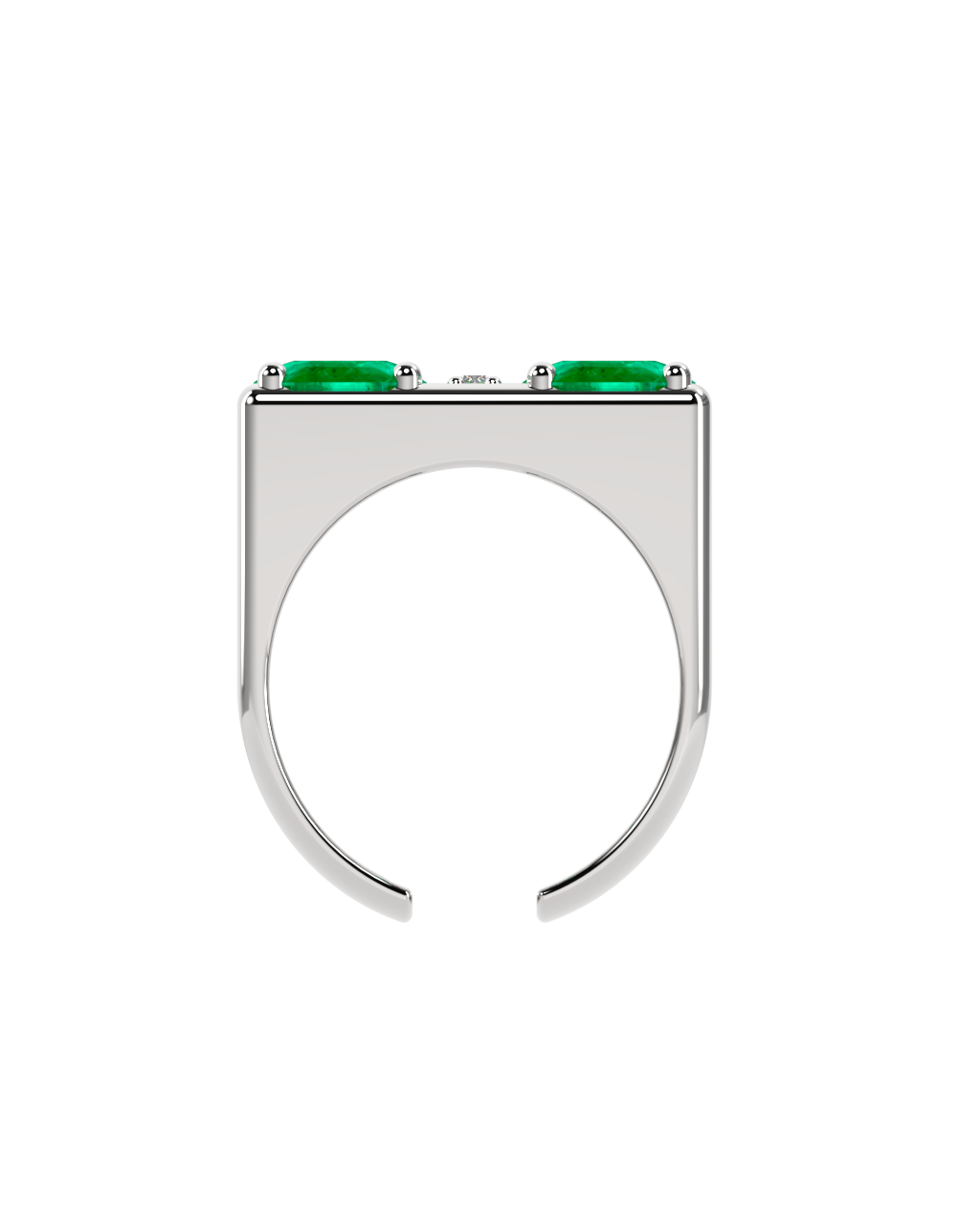 Anel Duplo Esmeralda + 3 Diamantes
