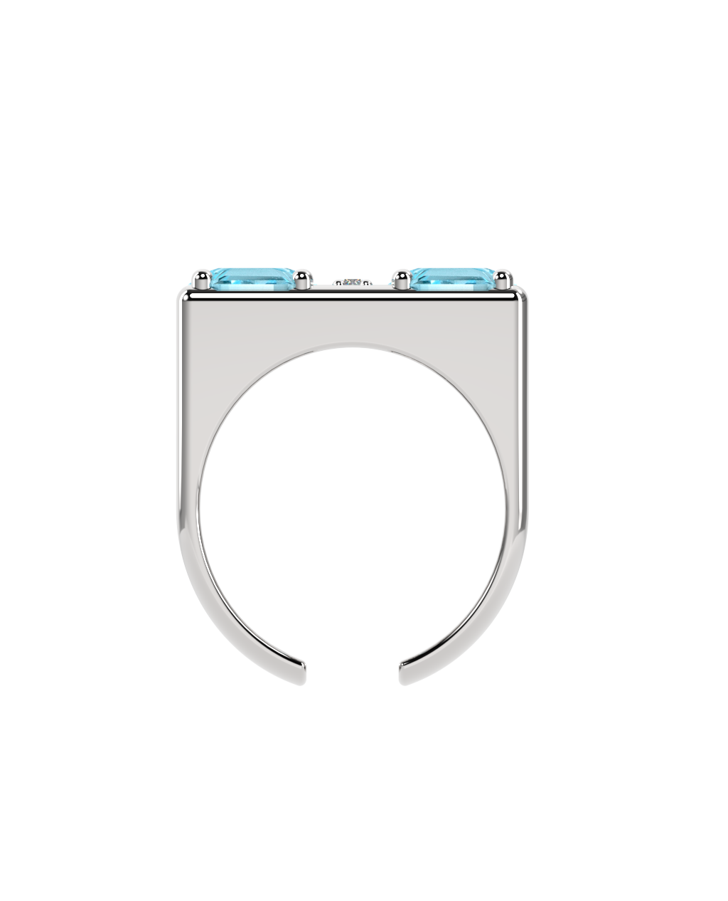 Anel Duplo Topázio Sky + 3 Diamantes