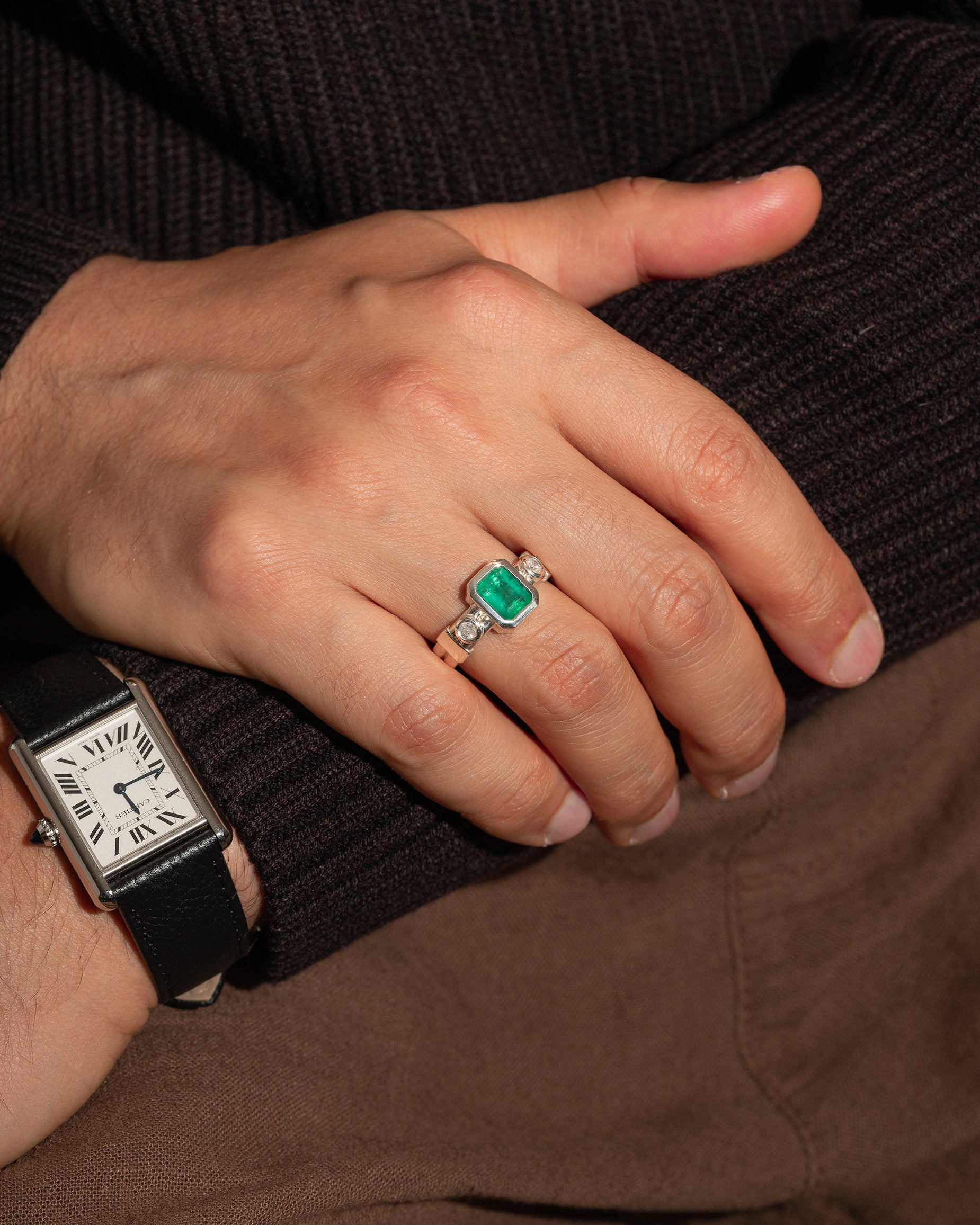 Anel Tokyo 東京 - Esmeralda + Diamantes