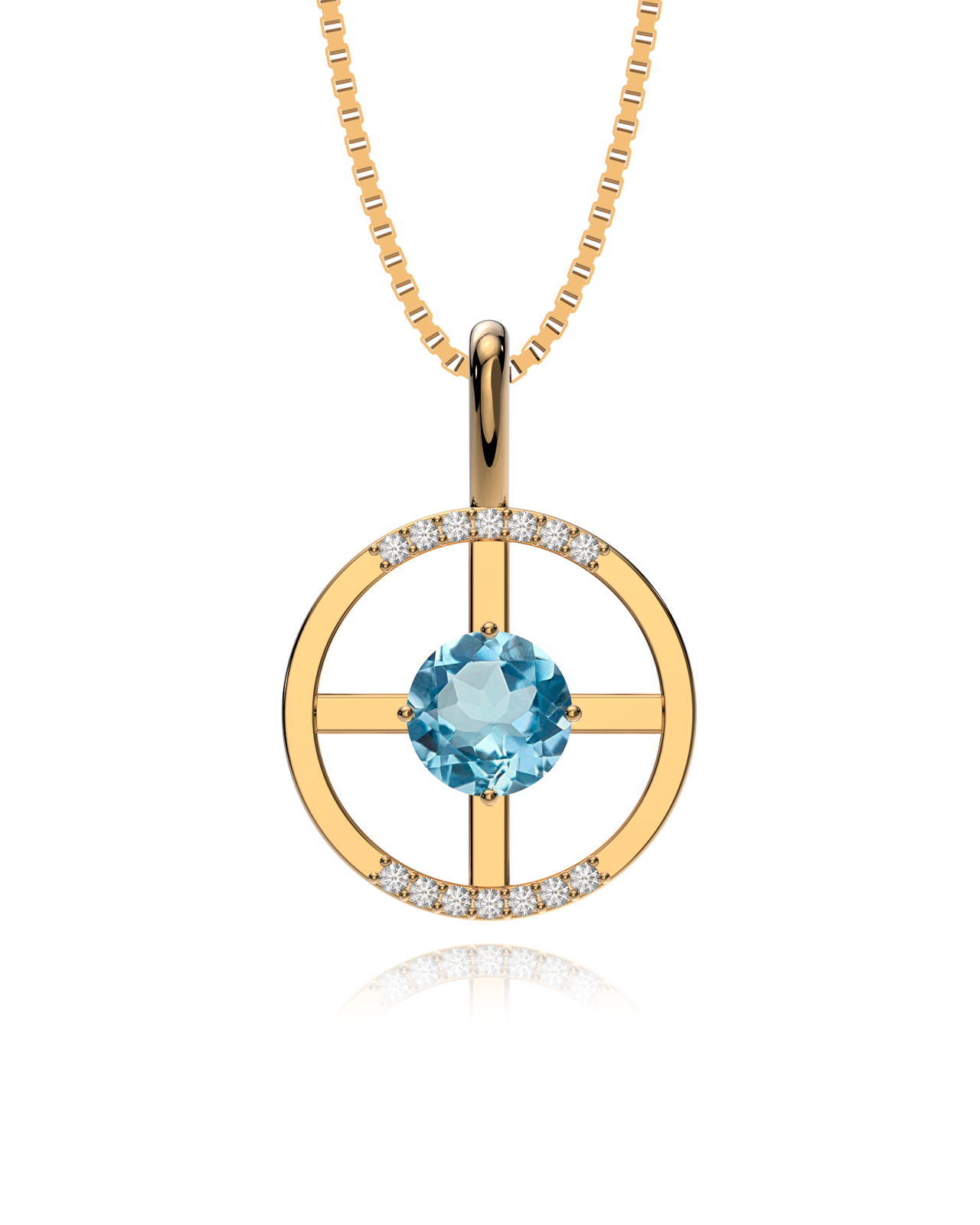 Colar Arc - Topázio Sky + Diamantes