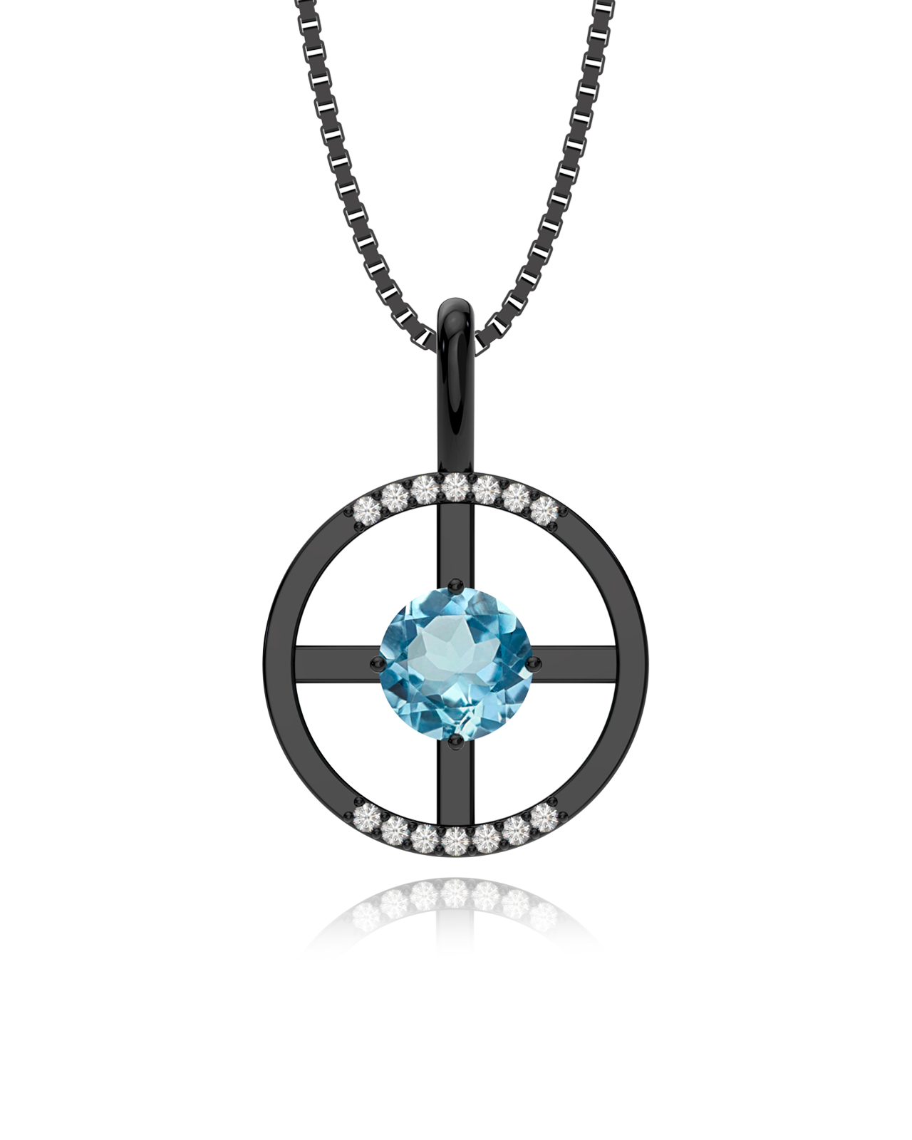 Colar Arc - Topázio Sky + Diamantes