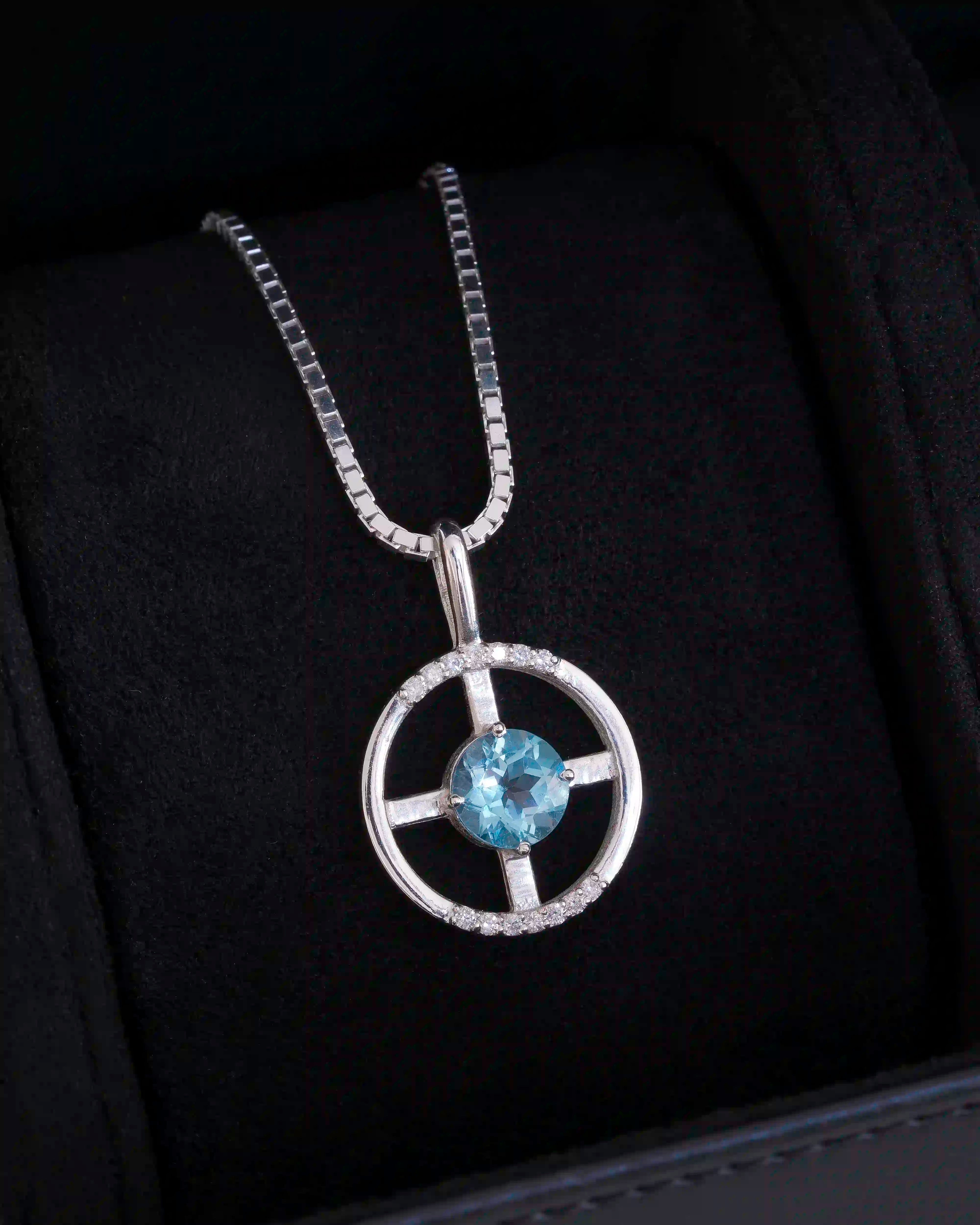 Pingente Arc - Topázio Sky + Diamantes