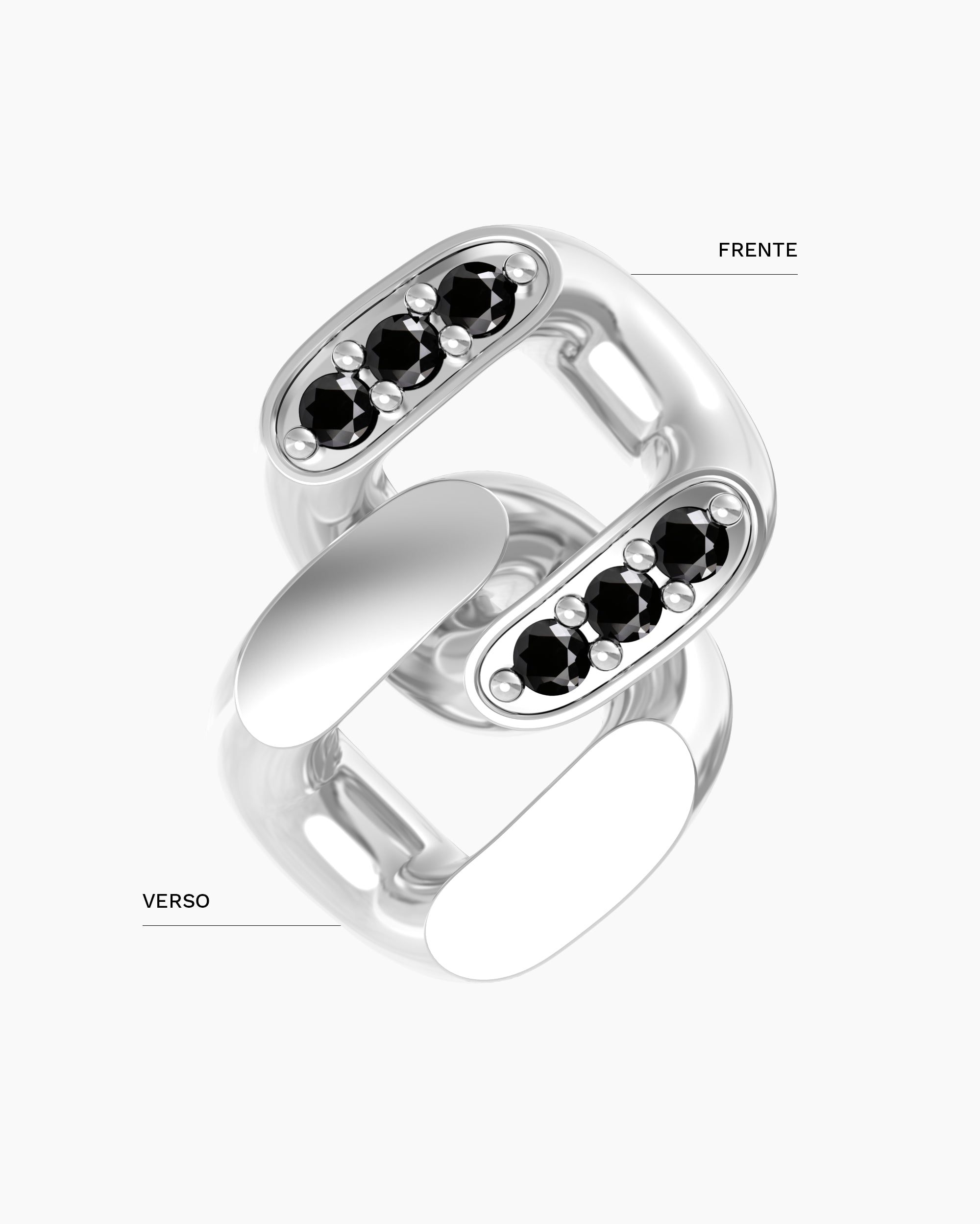 Pulseira Curb - Espinélios Negros