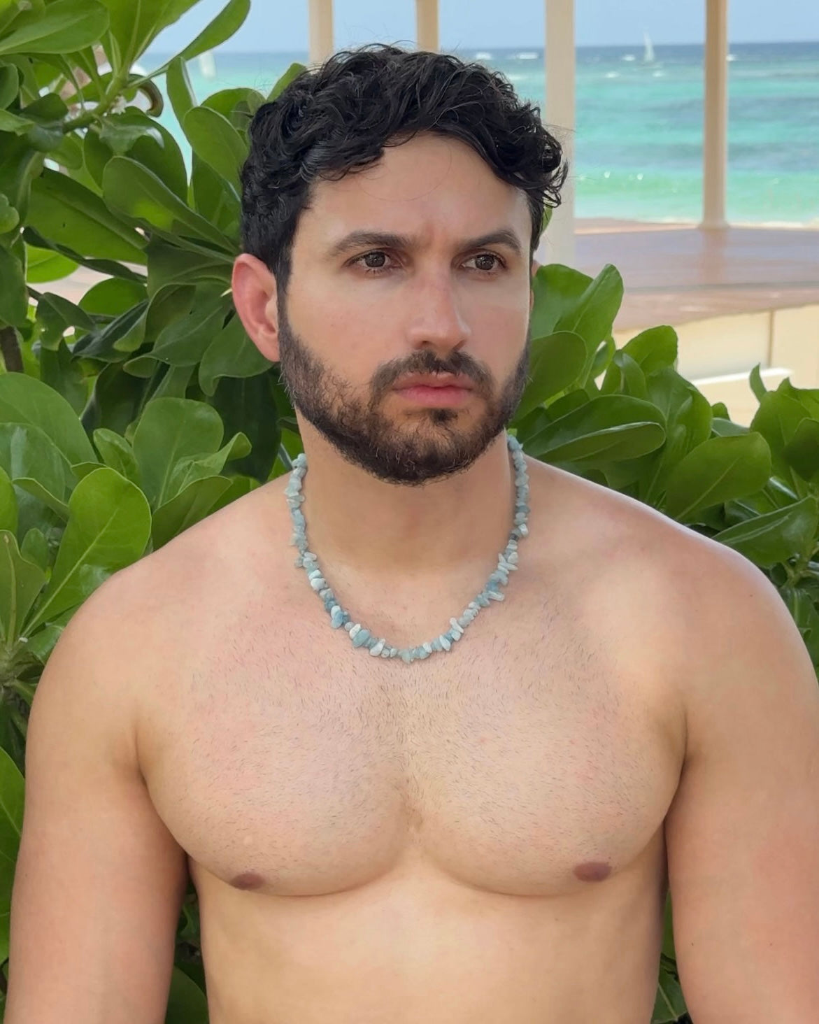 Colar Triton Cascalho - Água Marinha