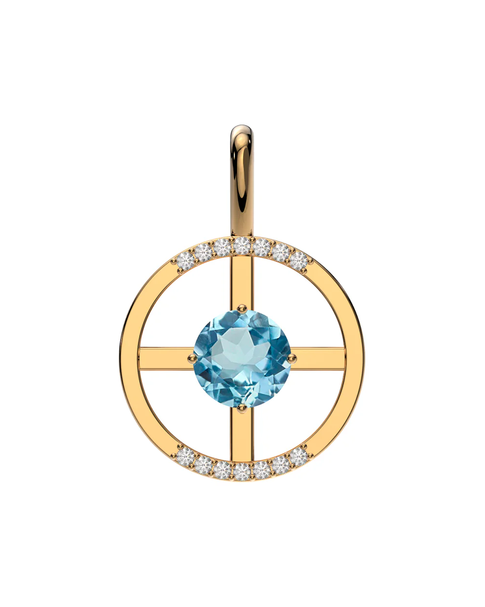 Pingente Arc - Topázio Sky + Diamantes