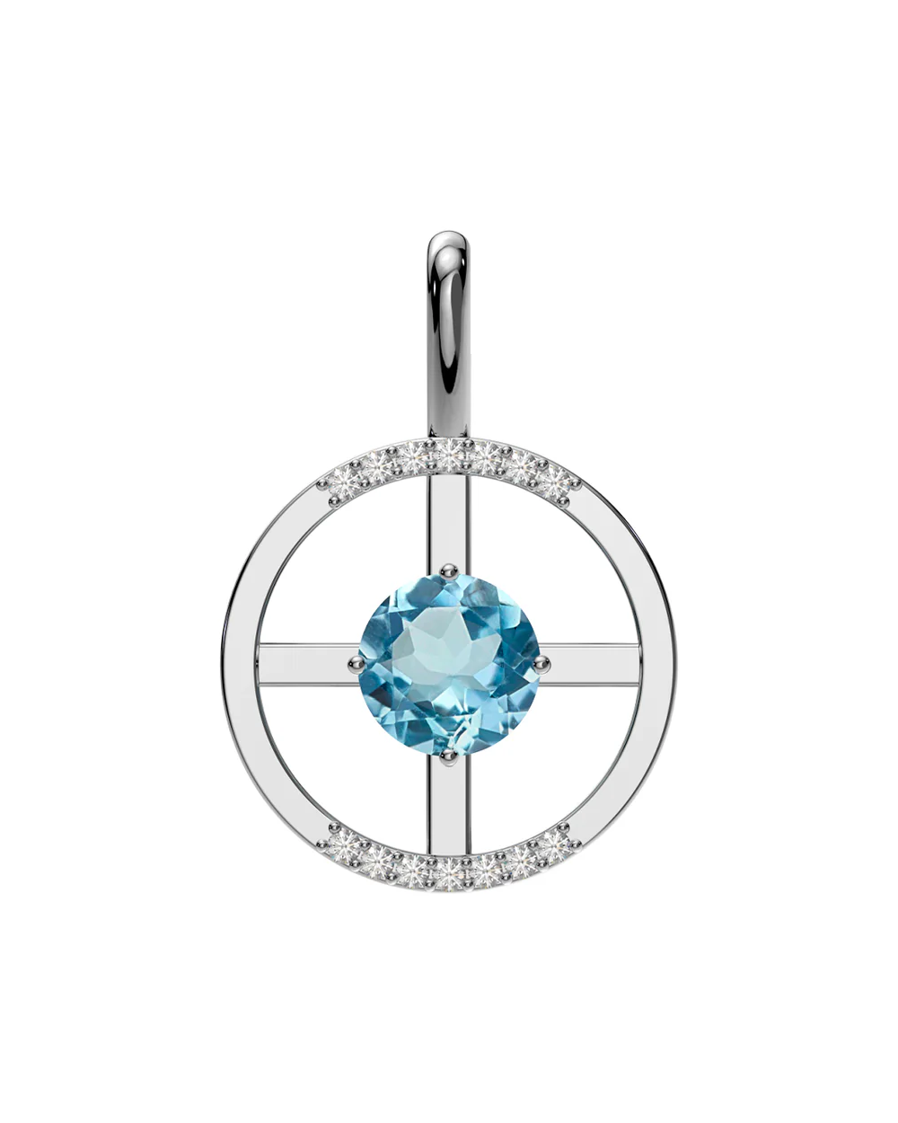 Pingente Arc - Topázio Sky + Diamantes