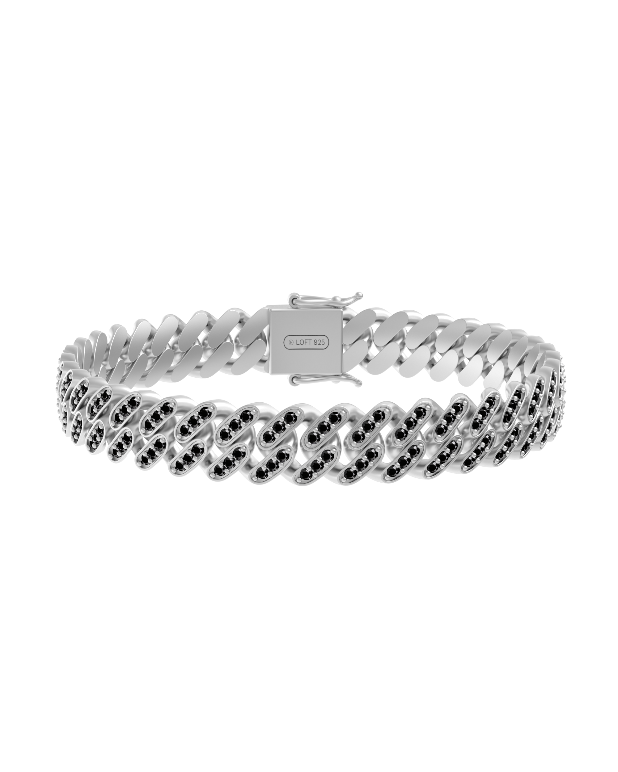 Pulseira Curb - Espinélios Negros