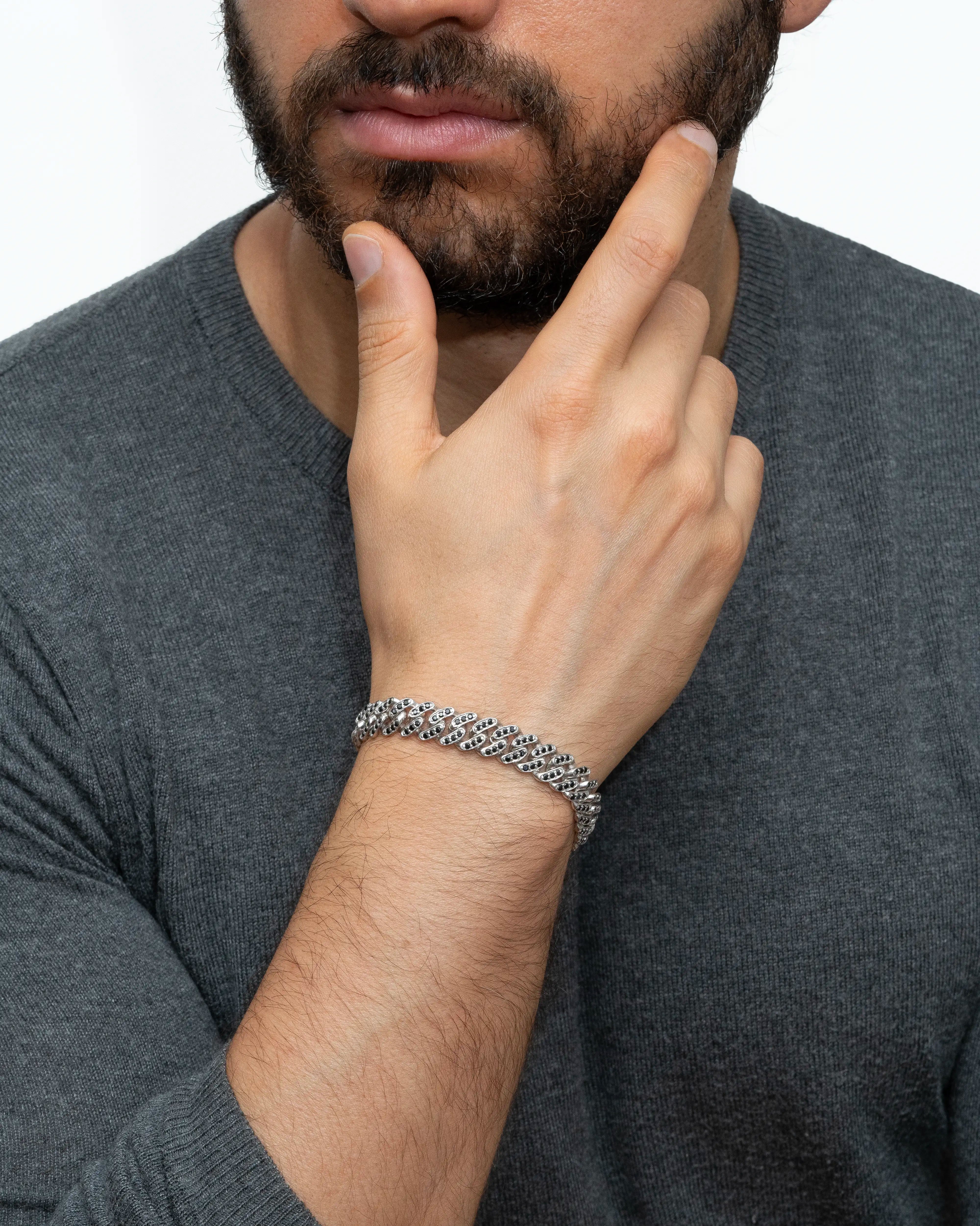 Pulseira Curb - Espinélios Negros