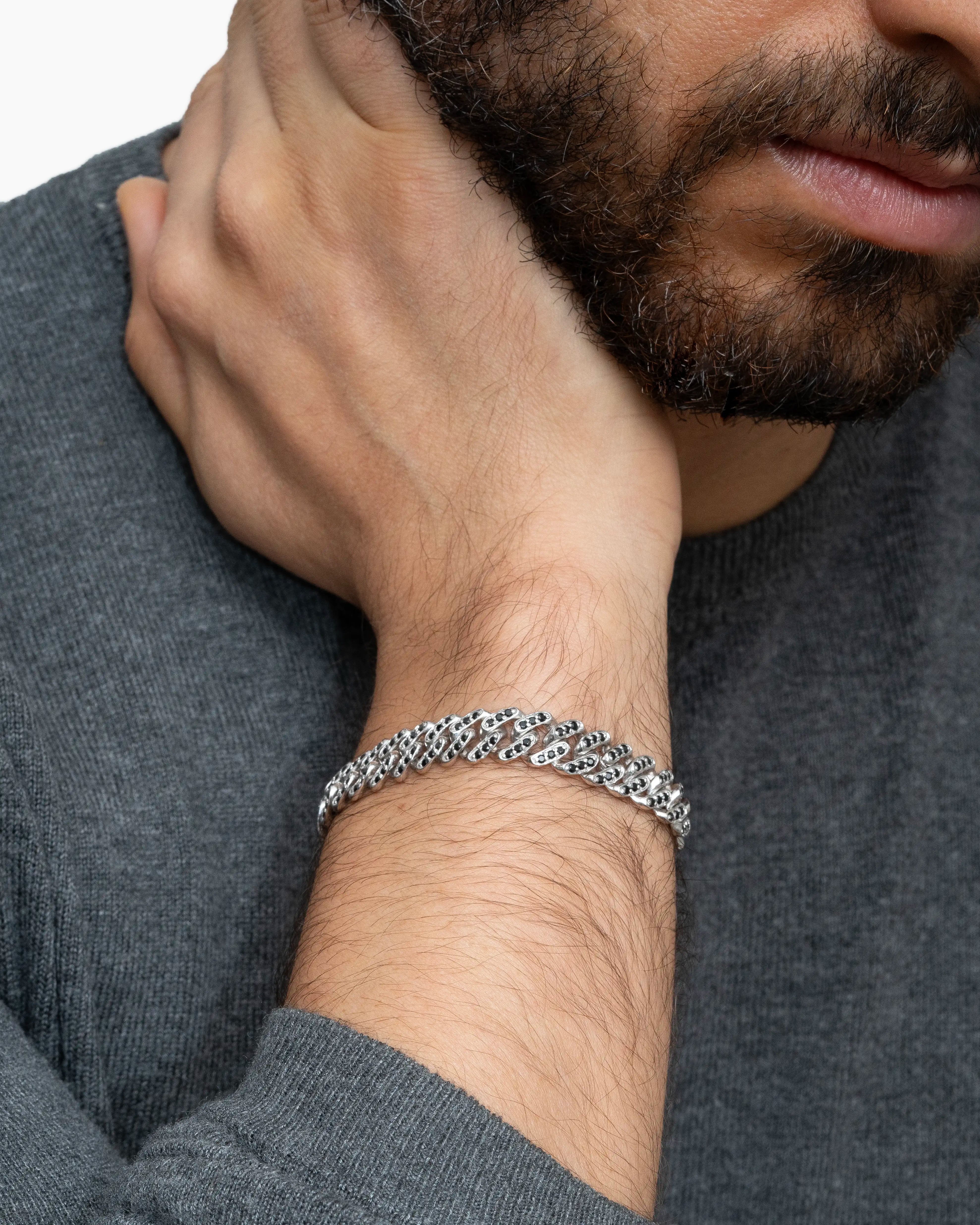 Pulseira Curb - Espinélios Negros