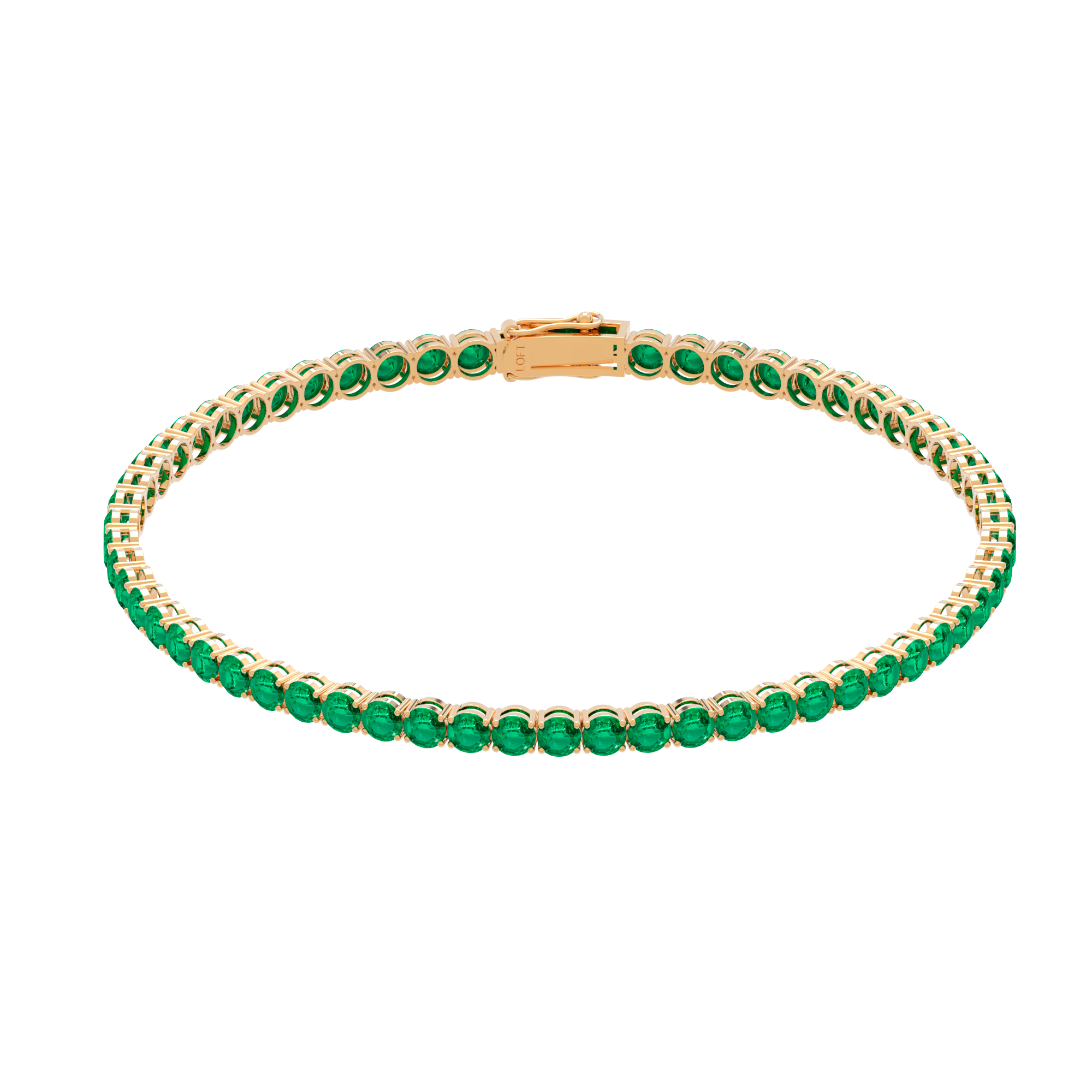 Pulseira Riviera em Ouro 18k e Esmeraldas 3mm