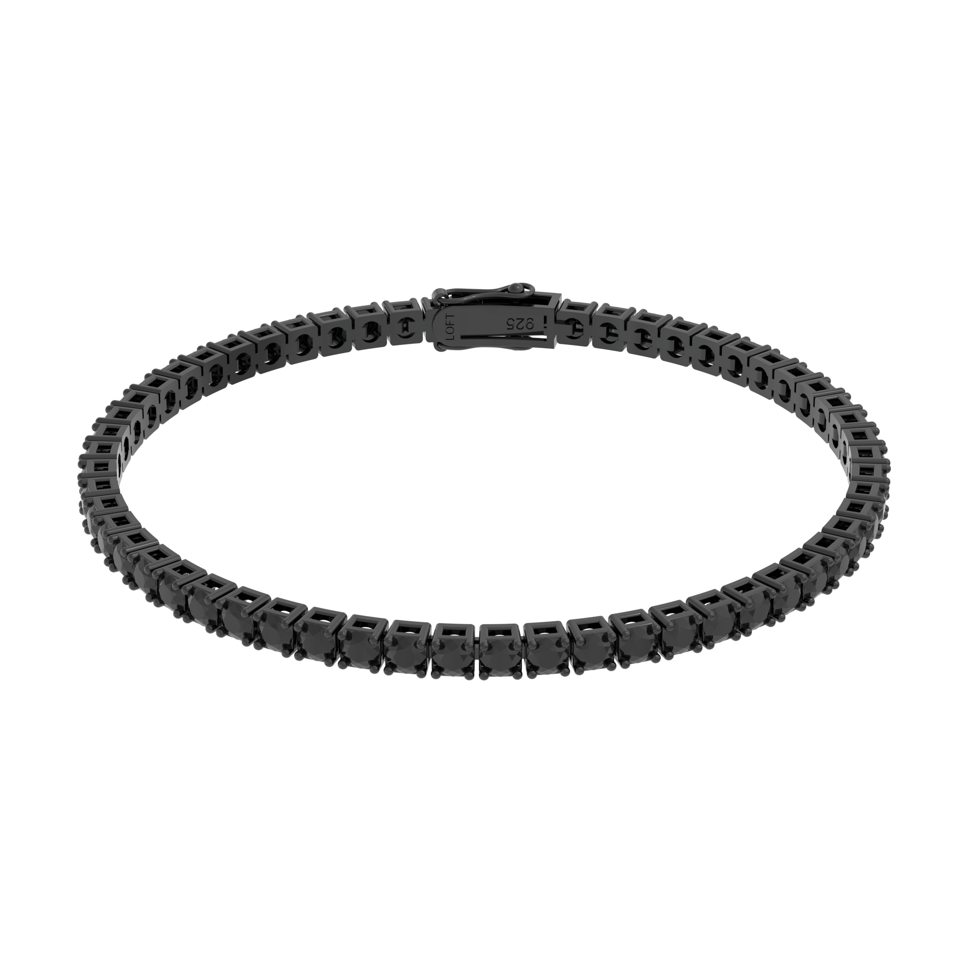 Pulseira Riviera Espinélios Negros 3mm