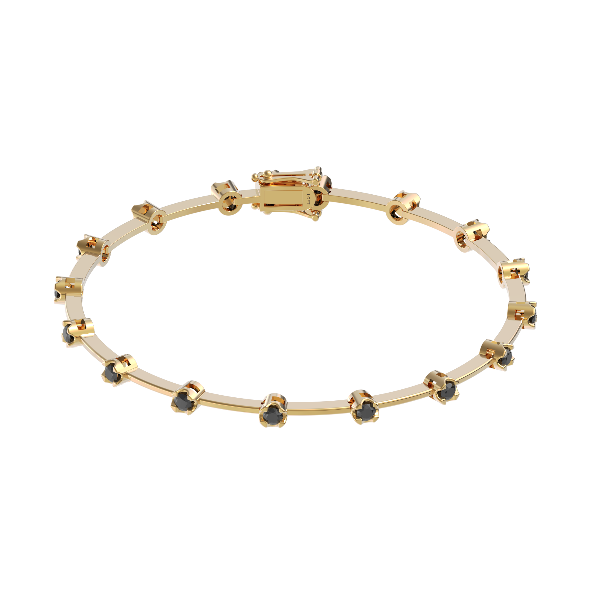 Pulseira Riviera Fio Faca Diamantes Negros 2mm 3pts