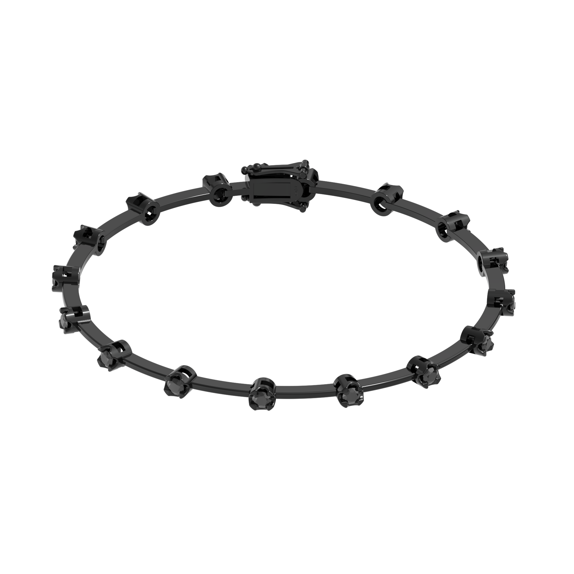 Pulseira Riviera Fio Faca Diamantes Negros 2mm 3pts