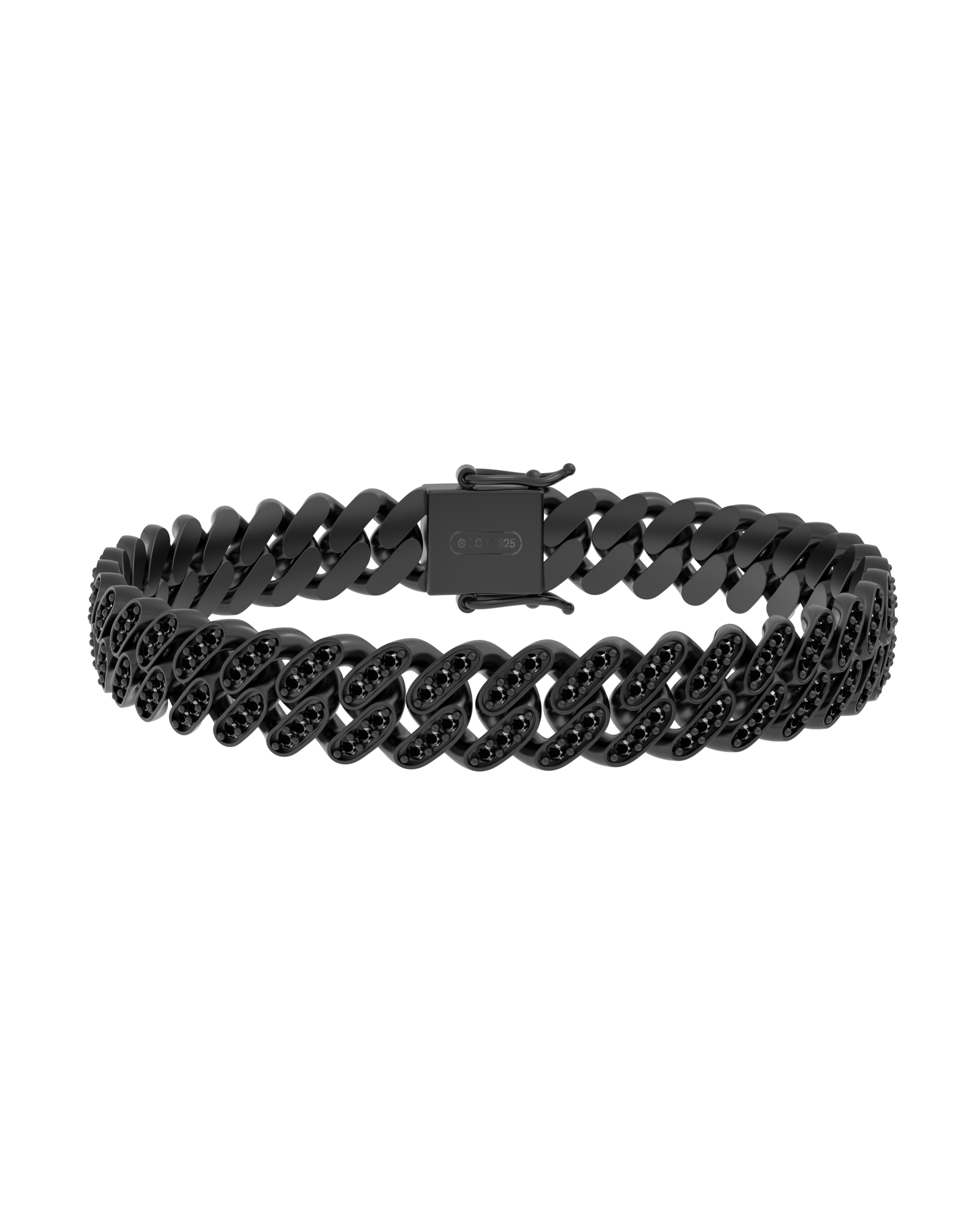 Pulseira Curb - Espinélios Negros