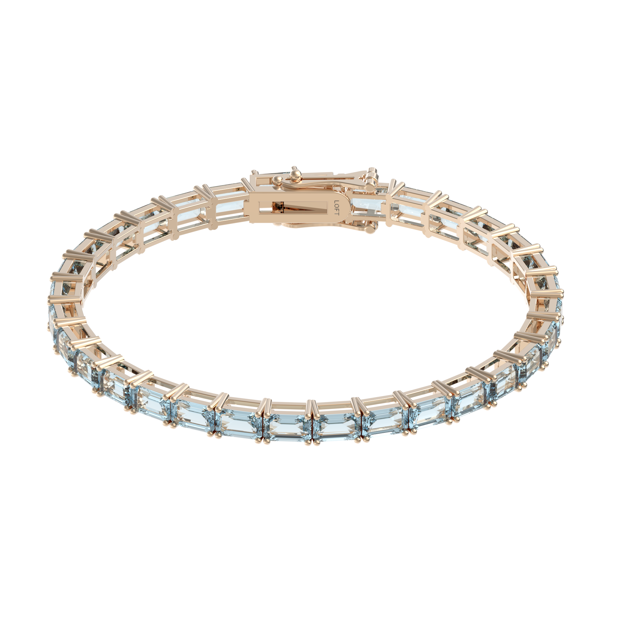 Pulseira Riviera Água Marinha Retangular 3x5mm