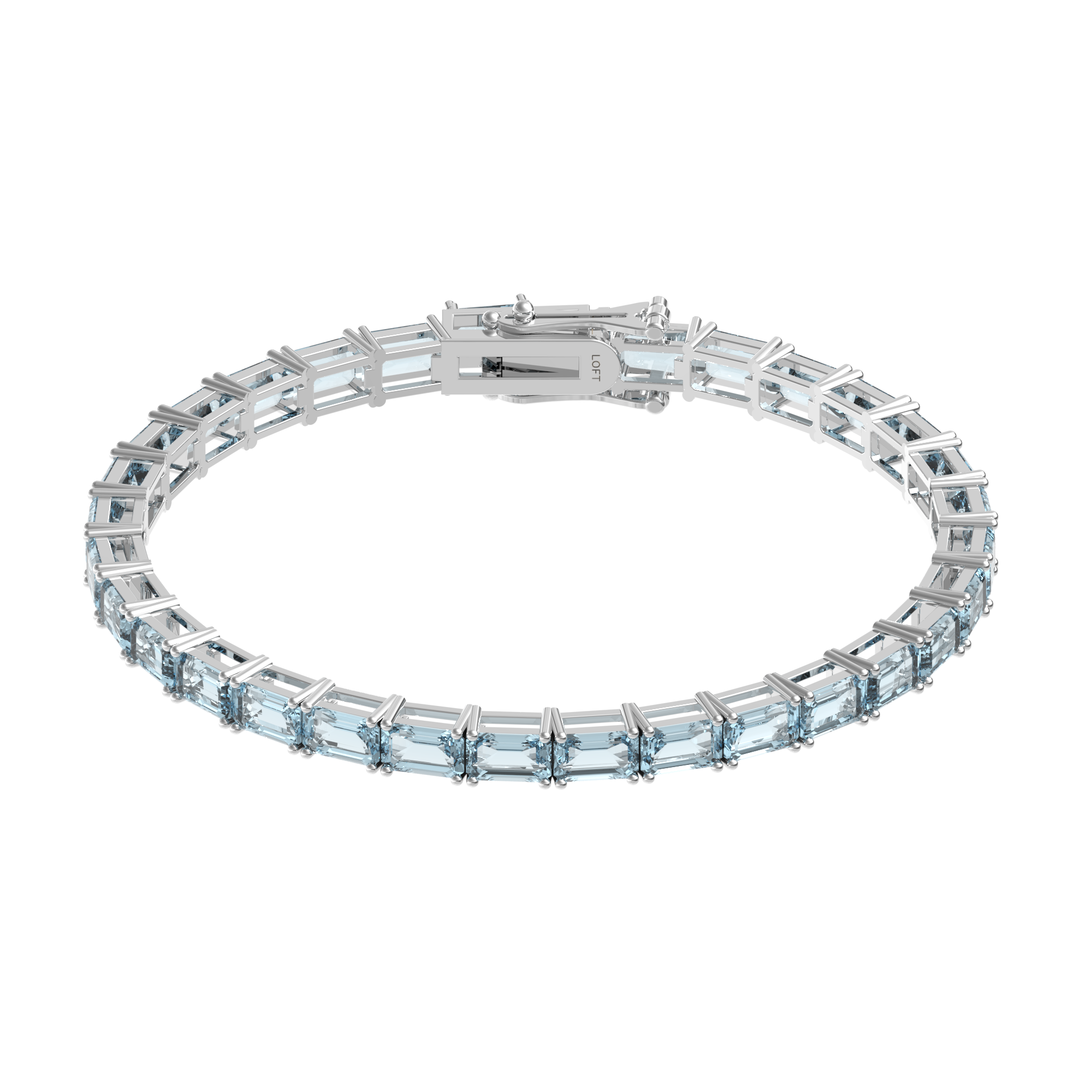 Pulseira Riviera Água Marinha Retangular 3x5mm