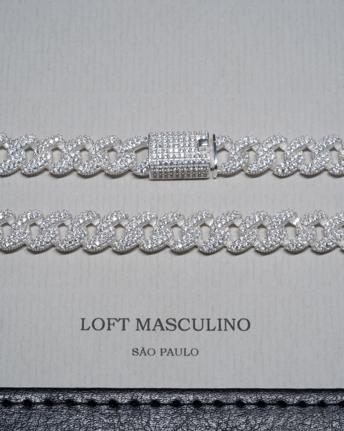 Colar Cubano Miami Zircônias Brancas