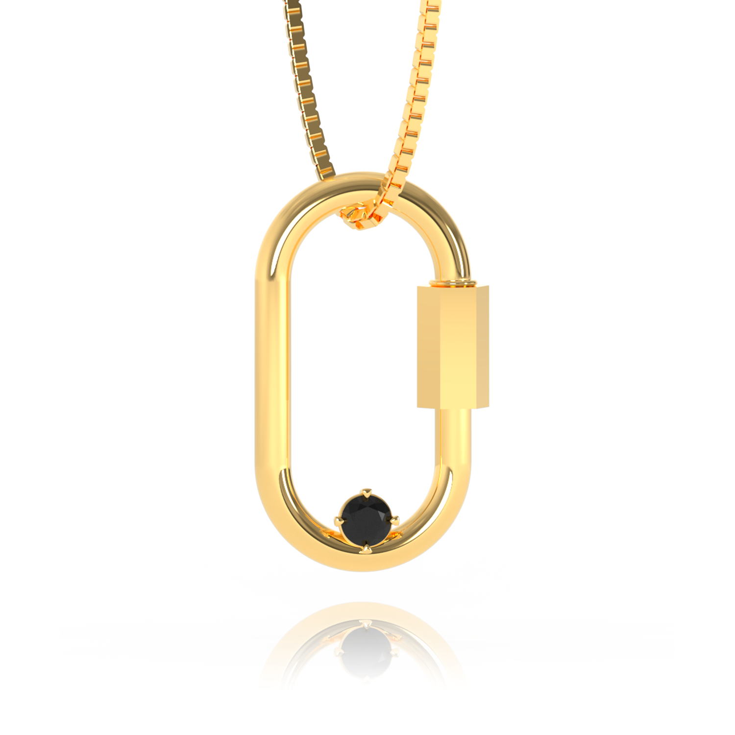 Colar Mosquetão Diamante Negro