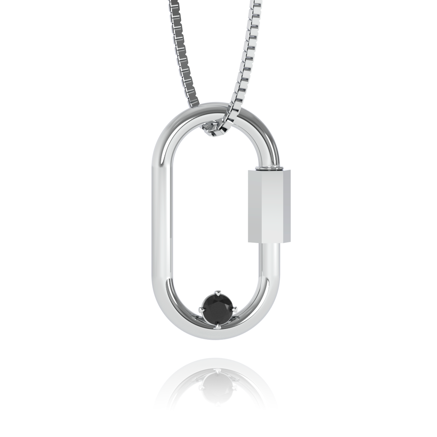 Colar Mosquetão Diamante Negro