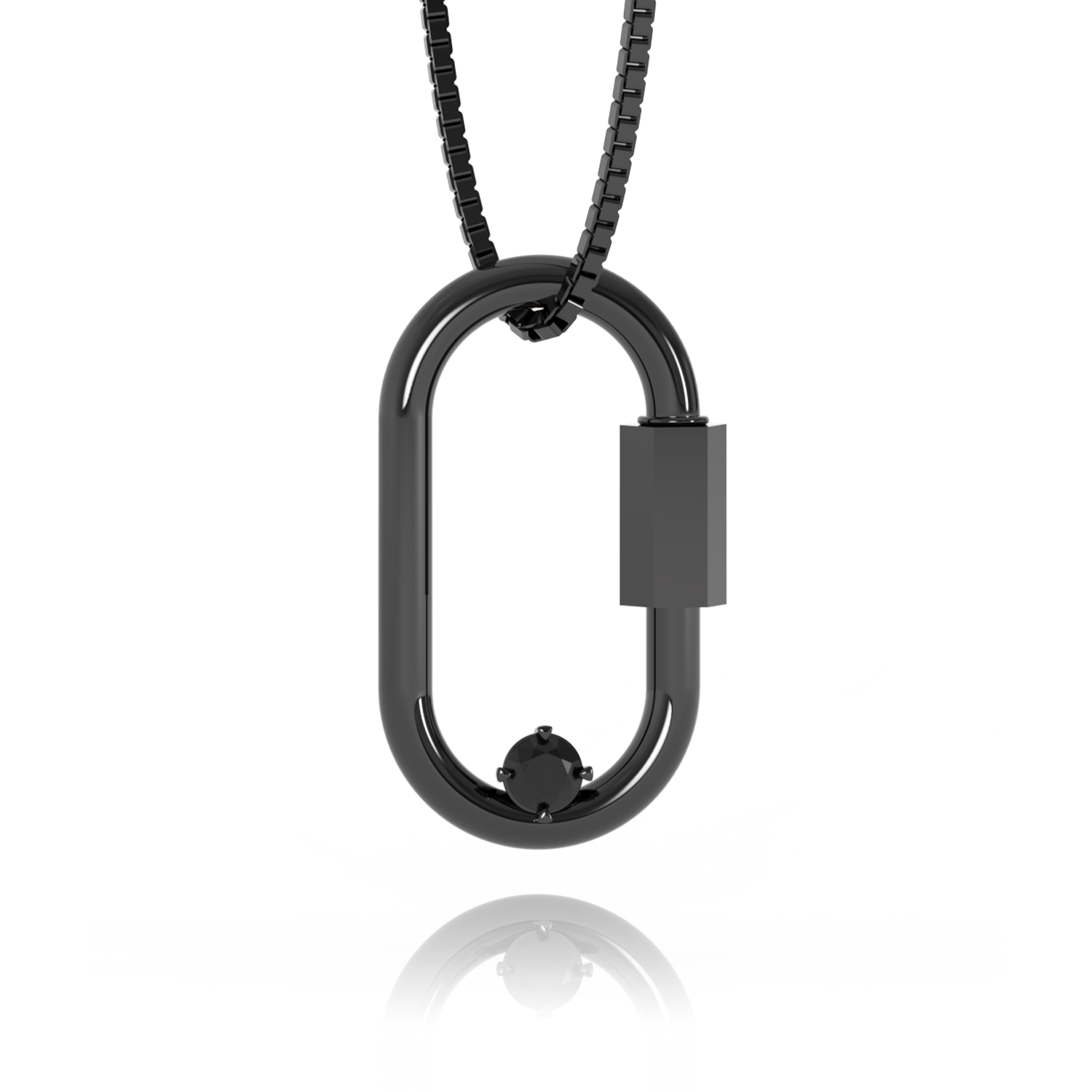 Colar Mosquetão Diamante Negro