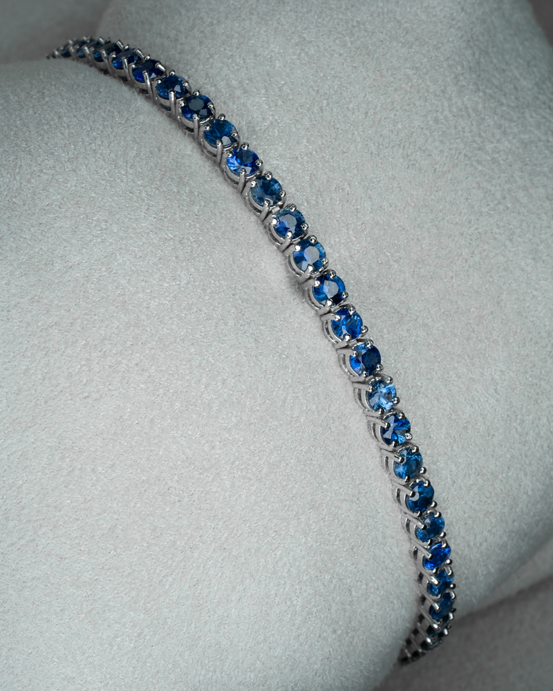 Pulseira Riviera em Ouro 18k e Safiras 3mm