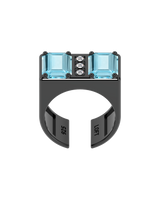 Anel Duplo Topázio Sky + 3 Diamantes