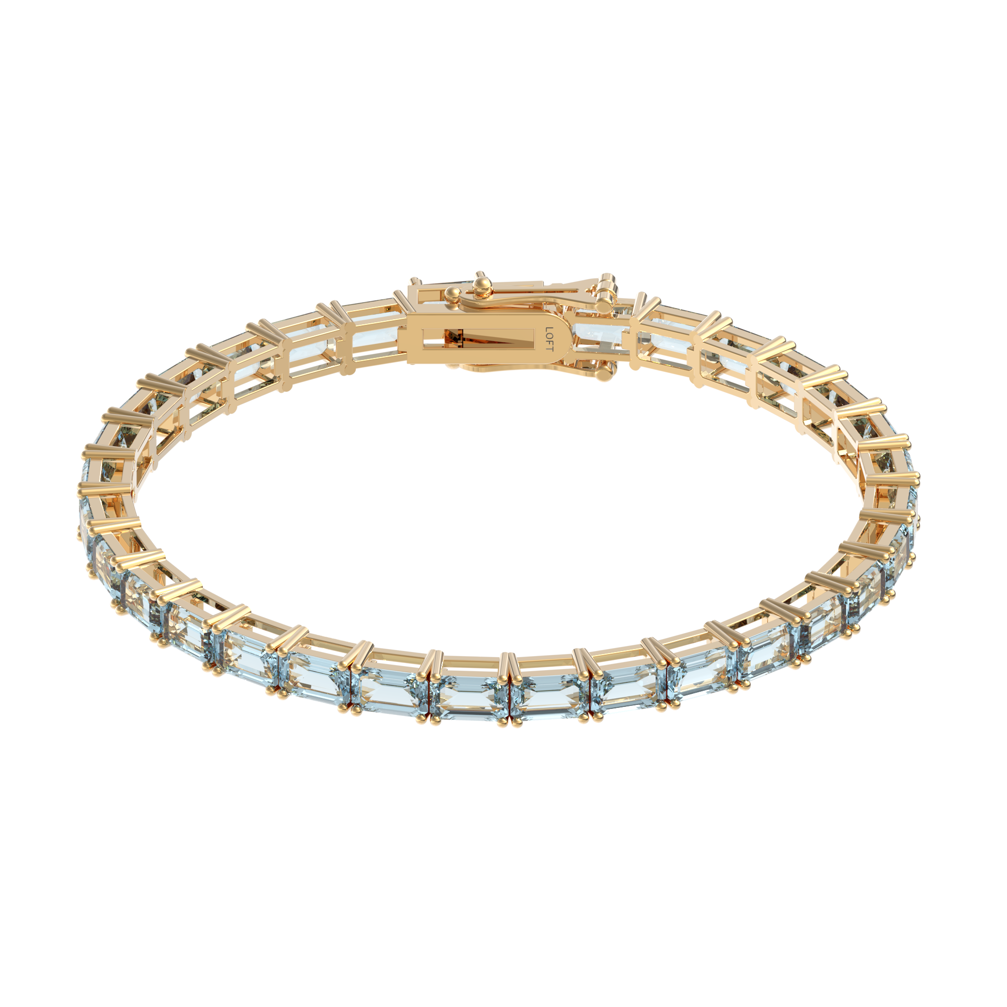 Pulseira Riviera Água Marinha Retangular 3x5mm
