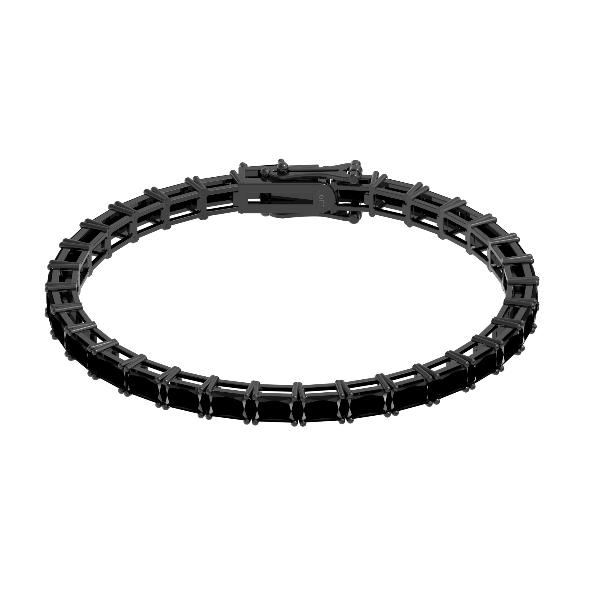 Pulseira Riviera Espinélios Negros Retangular 3x5mm