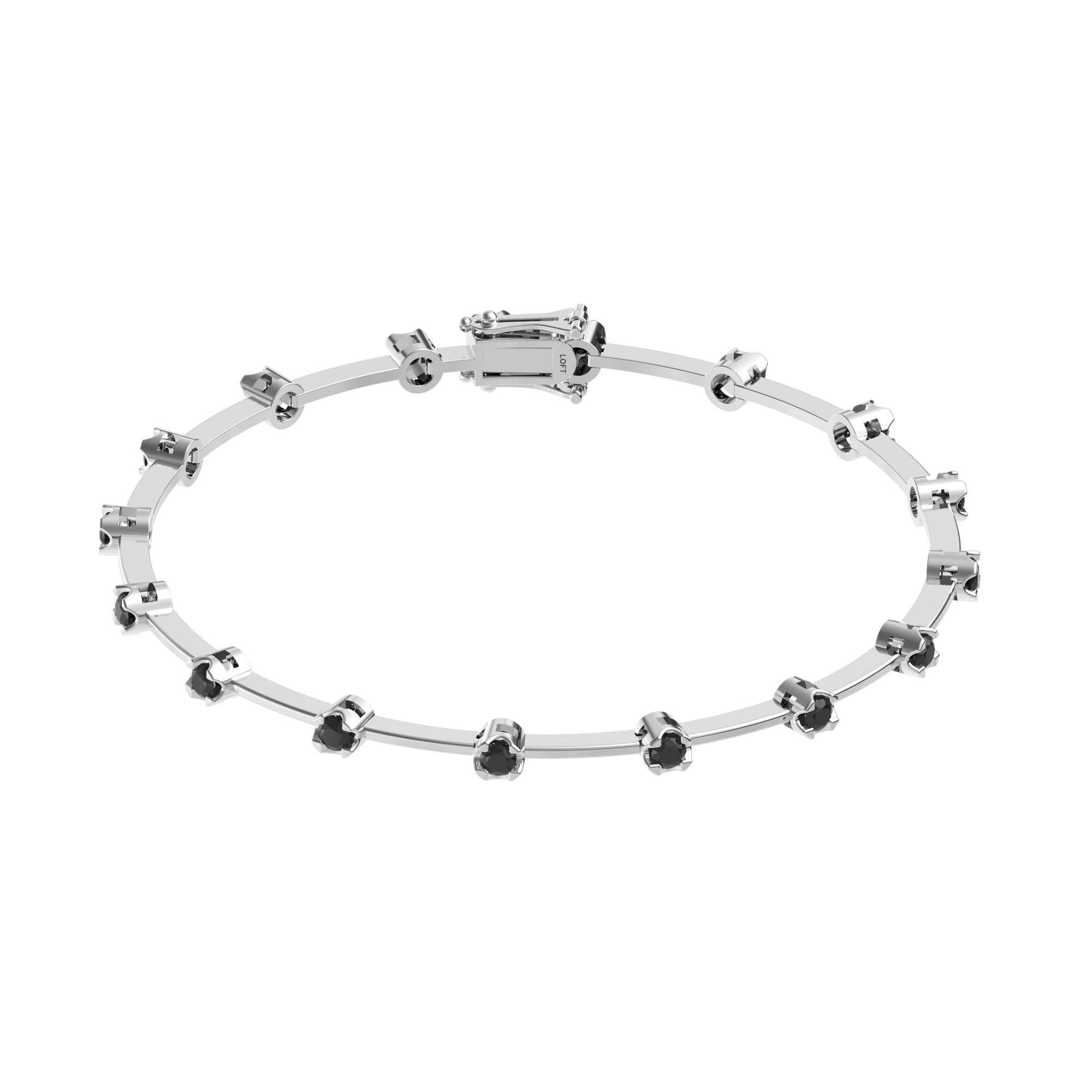 Pulseira Riviera Fio Faca Diamantes Negros 2mm 3pts