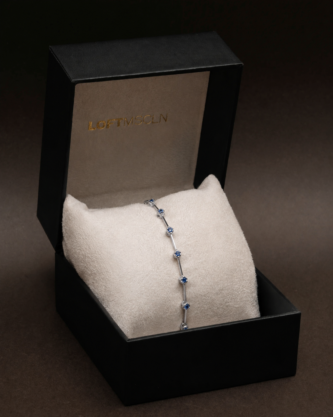 Pulseira Riviera Fio Faca Safiras 2mm 3pts