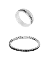 Combo: Pulseira Riviera Ônix 4mm + Anel Echo Diamante Negro